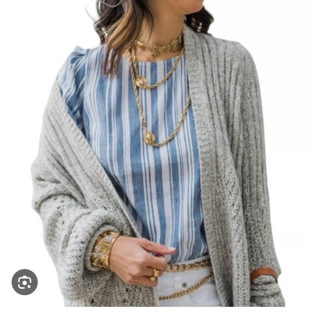 Cabi Cardigan Gray Cathedral Sweater Open Front Duster Long 3472 size SMALL
